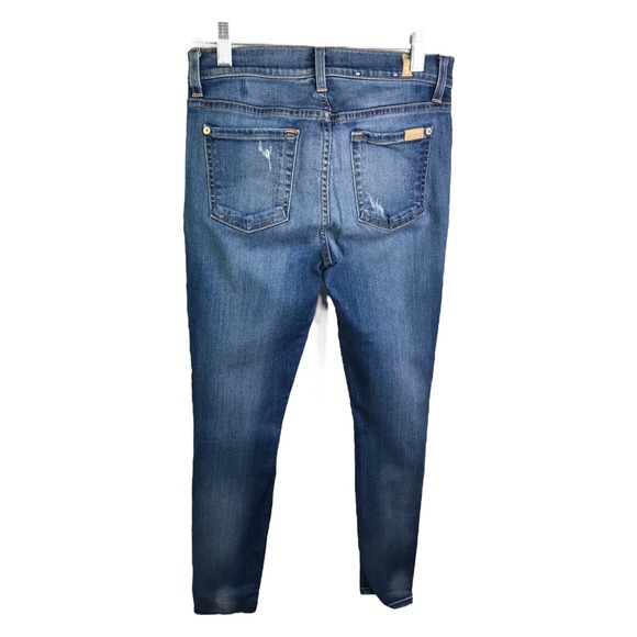 7 For All Mankind Women's The Ankle Skinny Jeans Mid-Rise Blue Denim Cotton 26 - Picture 2 of 14